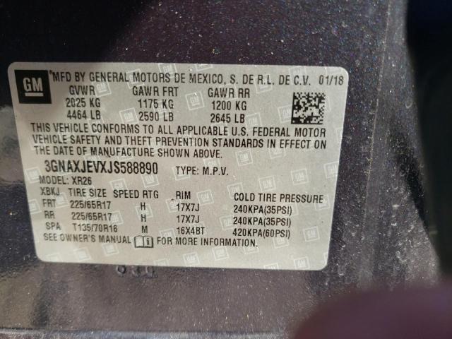 2018 CHEVROLET EQUINOX LT - 3GNAXJEVXJS588890
