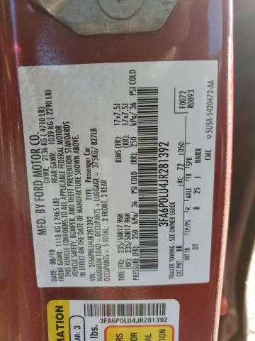 3FA6P0LU4JR281392 Ford Fusion Se Hybrid