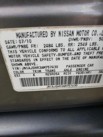 2010 Infiniti Ex35 Base VIN: JN1AJ0HR3AM757430 Lot: 70878173