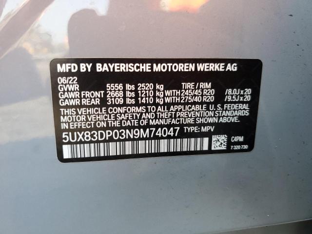 2022 BMW X3 M40I 5UX83DP03N9M74047