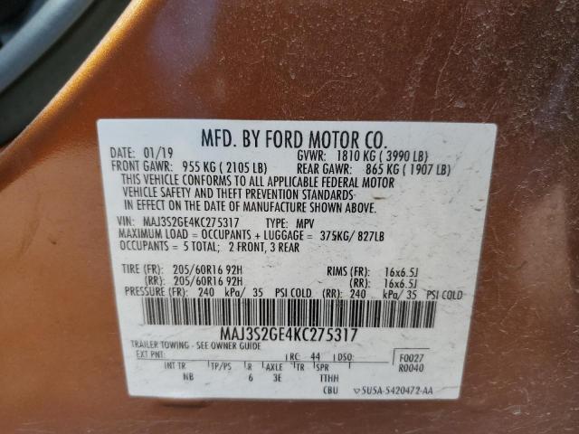 2019 FORD ECOSPORT MAJ3S2GE4KC275317