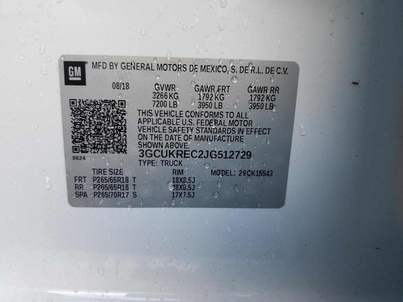 3GCUKREC2JG512729 CHEVROLET ALL Models 2018