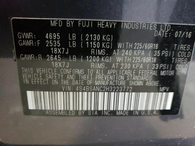 4S4BSANC2H3223772 Subaru Outback 2.5i Limited