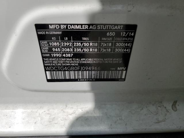 WDCTG4GB0FJ094966 Mercedes-Benz Gla 250 4matic