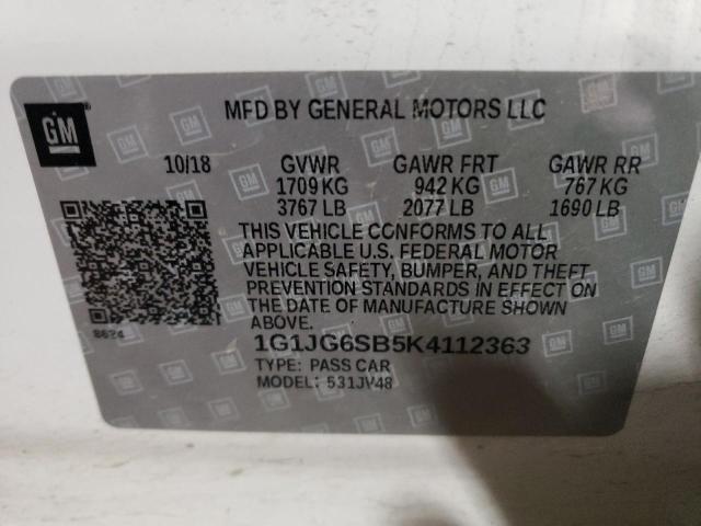 2019 CHEVROLET SONIC - 1G1JG6SB5K4112363