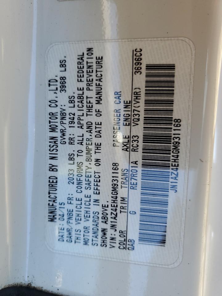 JN1AZ4EH4GM931168 NISSAN 370Z 2016