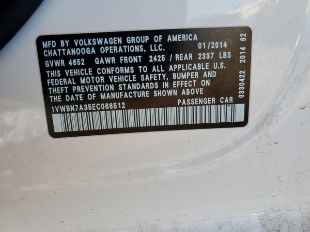 1VWBN7A35EC066512 | 2014 VOLKSWAGEN PASSAT SE