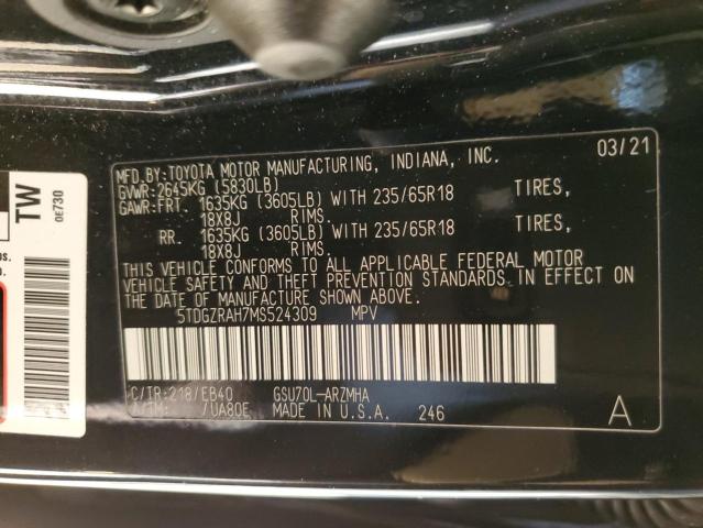 5TDGZRAH7MS524309 Toyota Highlander  13