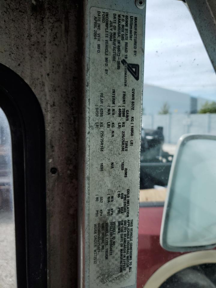 1FCLE49L74HB04611 2004 Ford Econoline E450 Super Duty Commercial Stripped Chassis 1FCLE49L74HB04611 2004 Ford Econoline E450 Super Duty Commercial Stripped Chassis