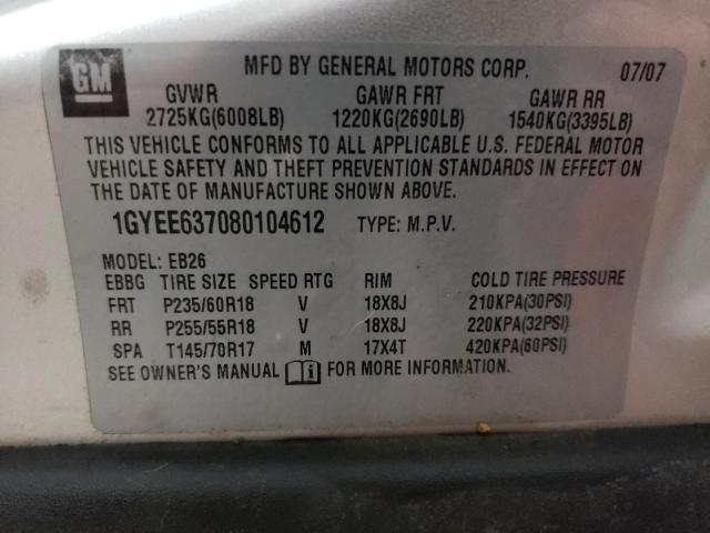2008 Cadillac Srx VIN: 1GYEE637080104612 Lot: 70439293