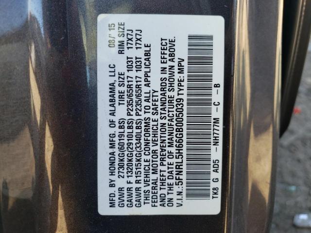 5FNRL5H66GB005039 Honda ODYSSEY EXL