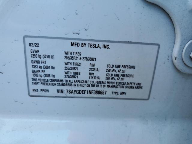 2022 TESLA MODEL Y - 7SAYGDEF1NF380657