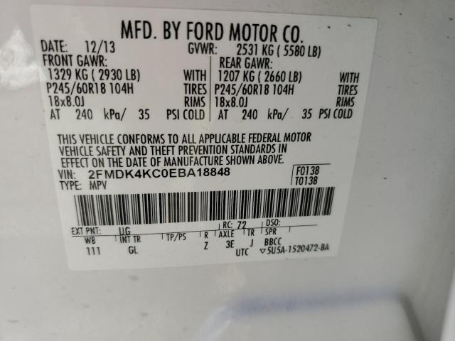 2014 Ford Edge Limited VIN: 2FMDK4KC0EBA18848 Lot: 73937253