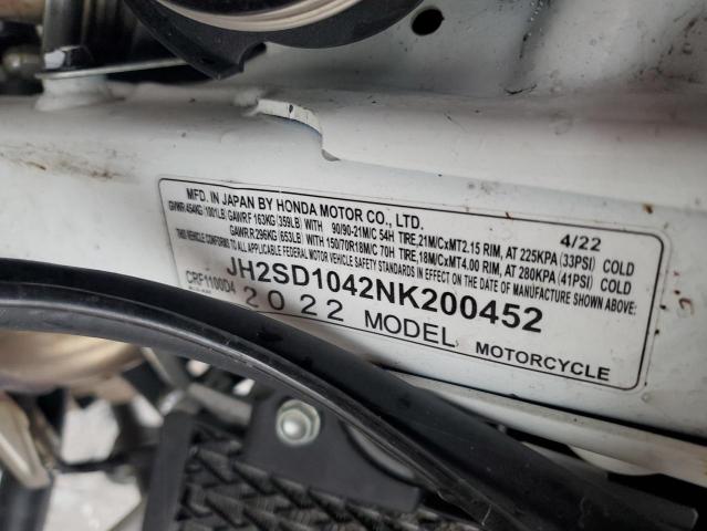 2022 HONDA CRF1100 D4 JH2SD1042NK200452