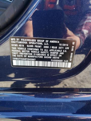 1VWAT7A34FC042897 Volkswagen PASSAT S