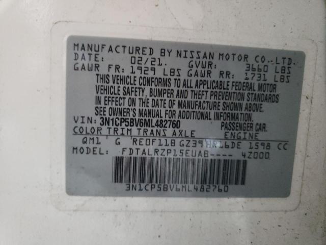 3N1CP5BV6ML482760 | 2021 NISSAN KICKS S