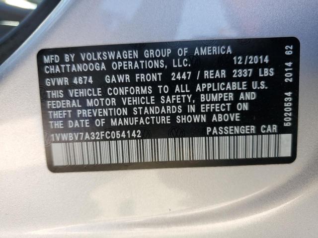 1VWBV7A32FC054142 2015 VOLKSWAGEN PASSAT - Image 12