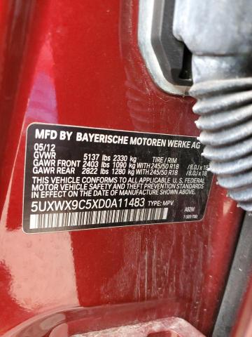 VIN 5UXWX9C5XD0A11483 2013 BMW X3, Xdrive28I no.13