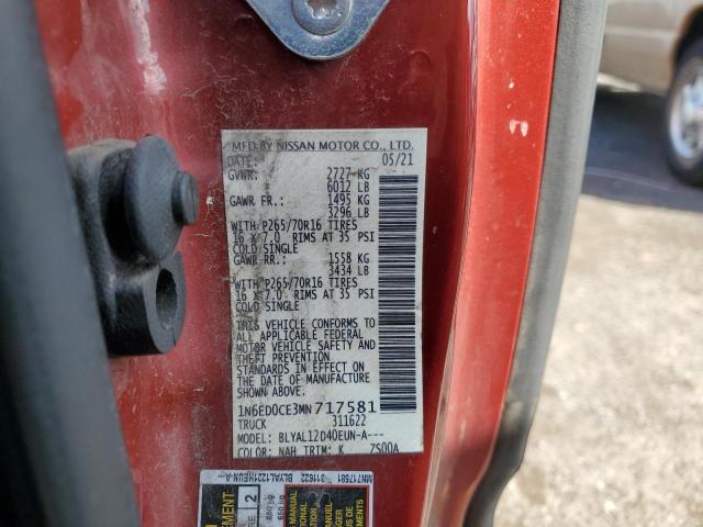 1N6ED0CE3MN717581 Nissan FRONTIER S
