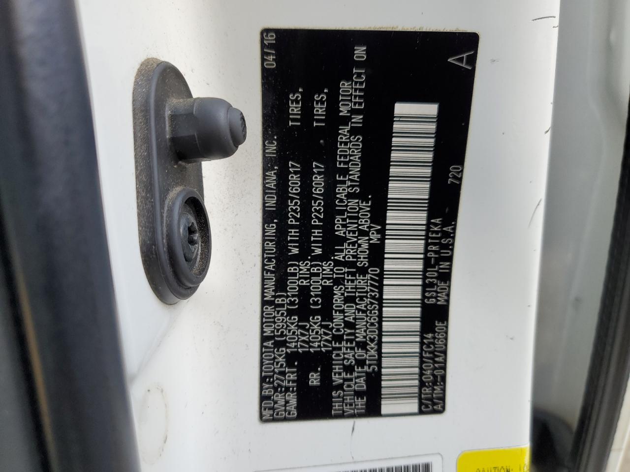 5TDKK3DC6GS737770 TOYOTA All Models 2016