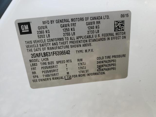 2015 Chevrolet Equinox Lt VIN: 2GNFLBE31F6396642 Lot: 54431884