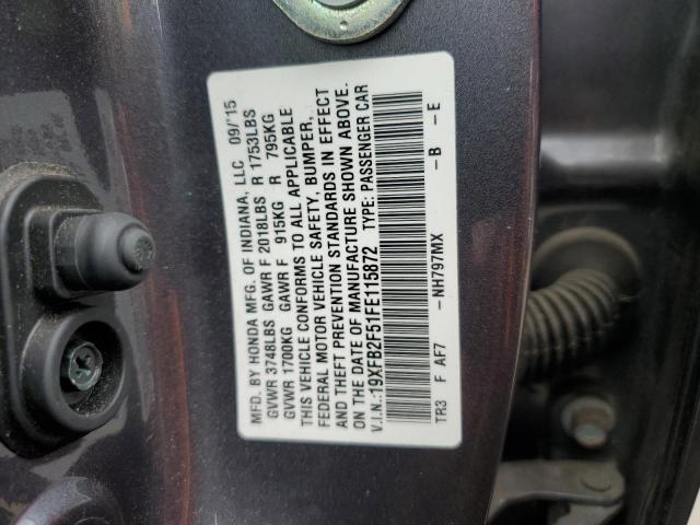 19XFB2F51FE115872 | 2015 HONDA CIVIC LX