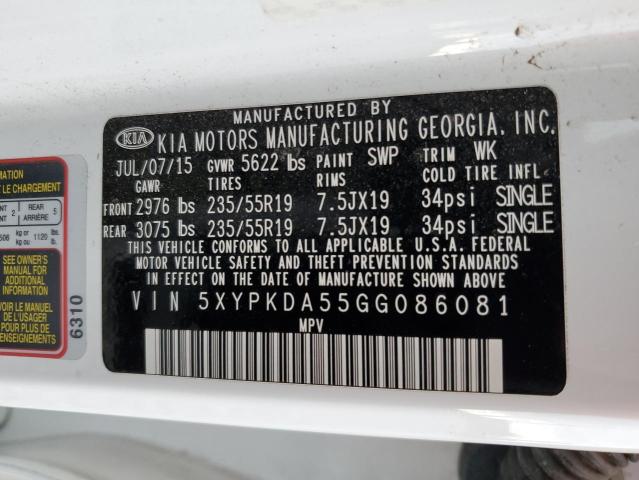 5XYPKDA55GG086081 KIA SORENTO SX