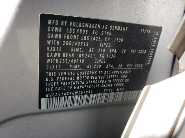 WVGAV7AXXGW057951 | 2016 VOLKSWAGEN TIGUAN S