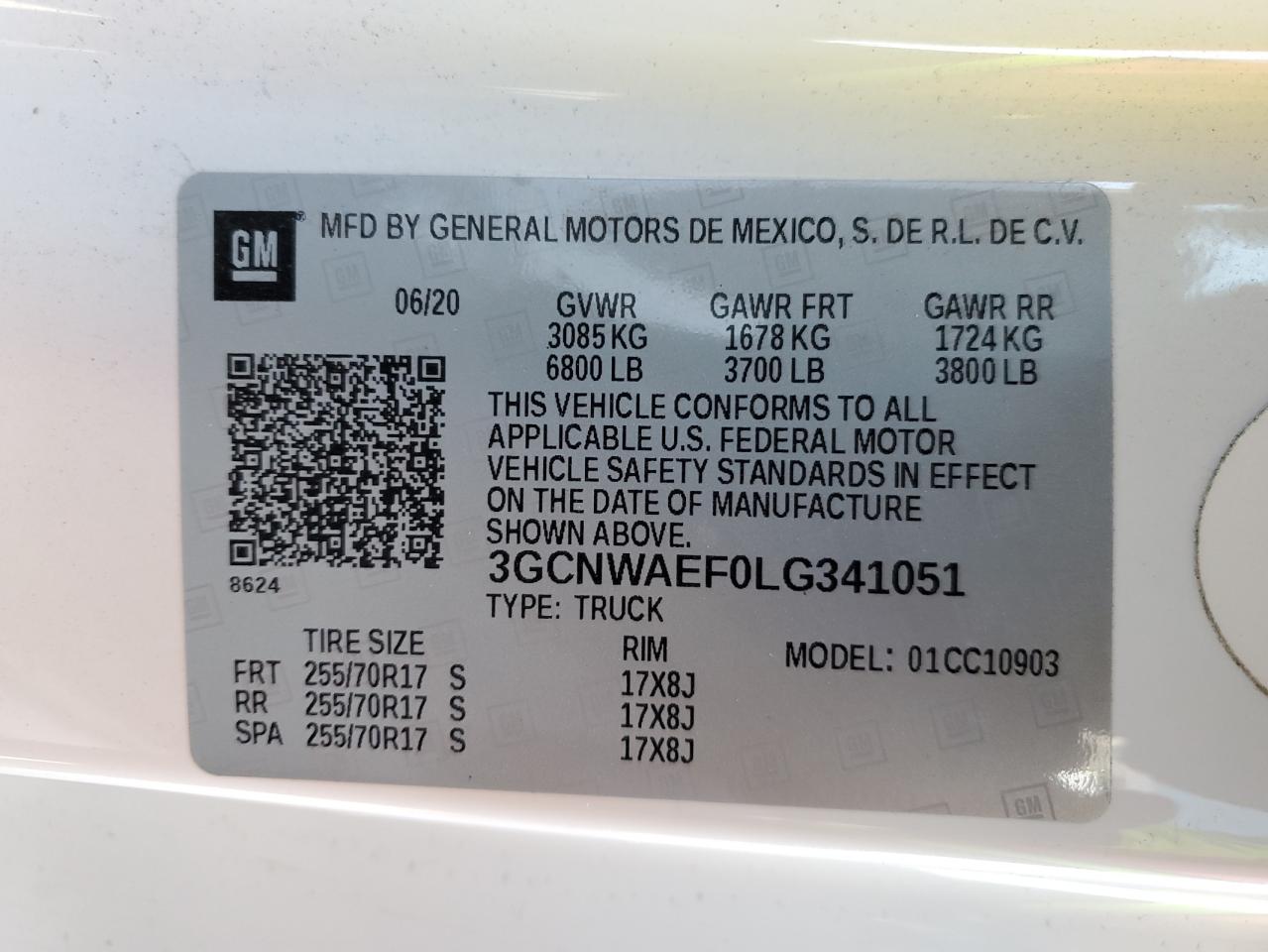 3GCNWAEF0LG341051 CHEVROLET ALL Models 2020