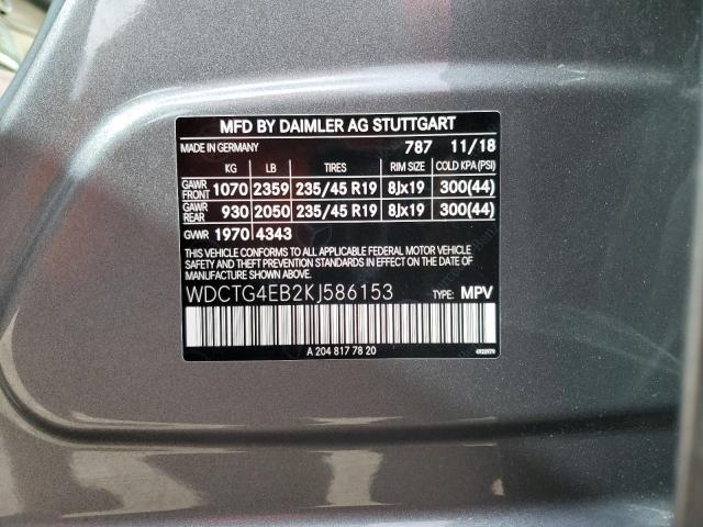 2019 MERCEDES-BENZ GLA 250 - WDCTG4EB2KJ586153