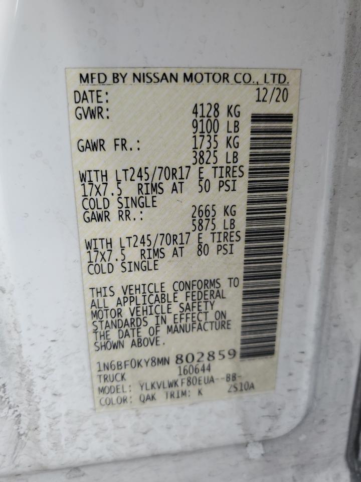 1N6BF0KY8MN802859 NISSAN NV 2021