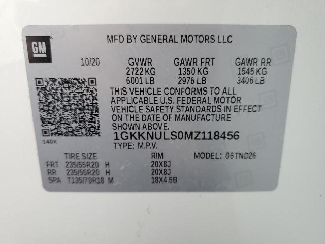 1GKKNULS0MZ118456 GMC ACADIA SLT