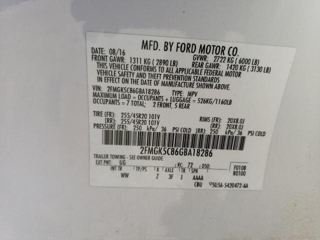 2FMGK5C86GBA18286 Ford FLEX SEL