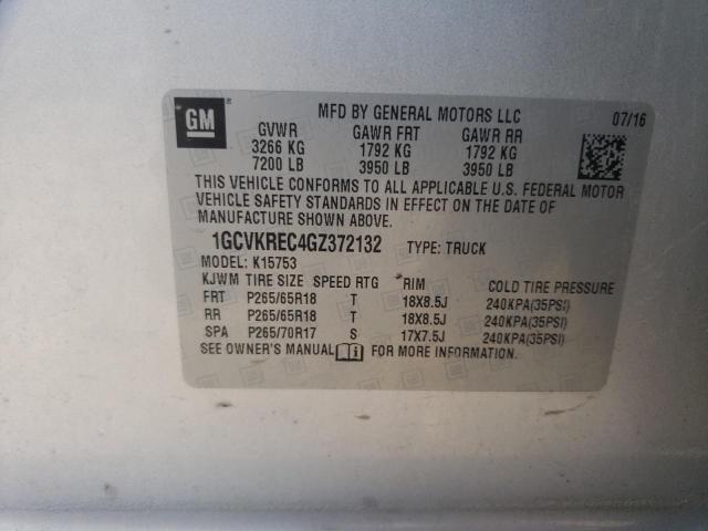 2016 CHEVROLET SILV1500 4 1GCVKREC4GZ372132