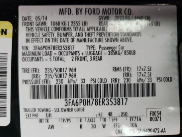 3FA6P0H78ER353817 | 2014 FORD FUSION SE