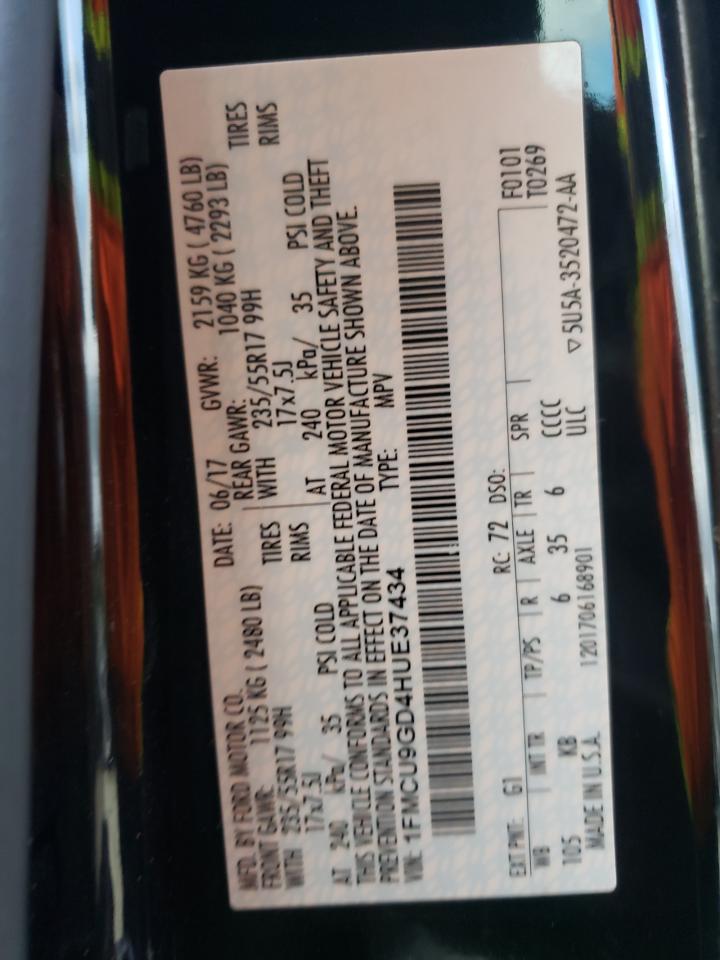1FMCU9GD4HUE37434 FORD ESCAPE 2017