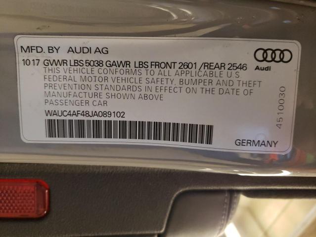 2018 AUDI S4 PRESTIG WAUC4AF48JA089102