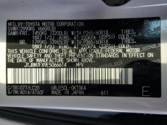 2014 Lexus Gx 460 VIN: JTJBM7FX9E5066614 Lot: 74151683