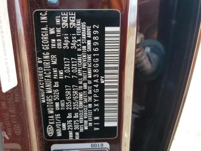 5XYPG4A38GG169892 KIA SORENTO LX