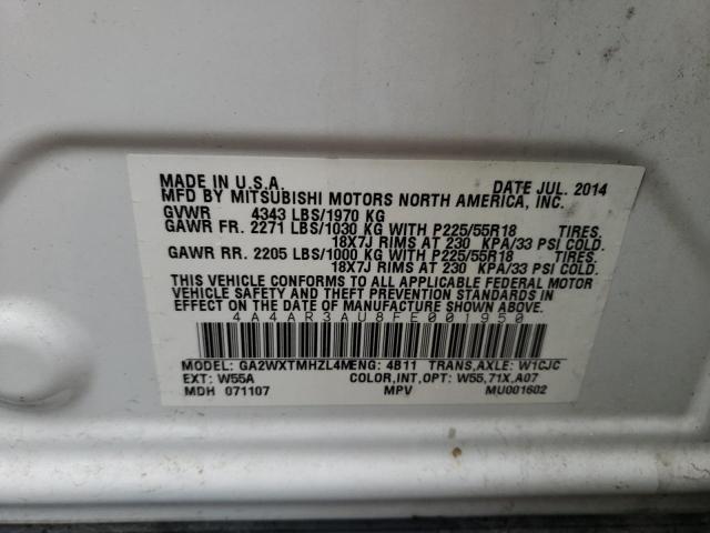 4A4AR3AU8FE001950 Mitsubishi Outlander Sport Es