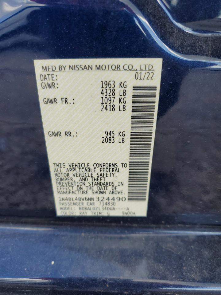 1N4BL4BV6NN324490 NISSAN ALTIMA 2022