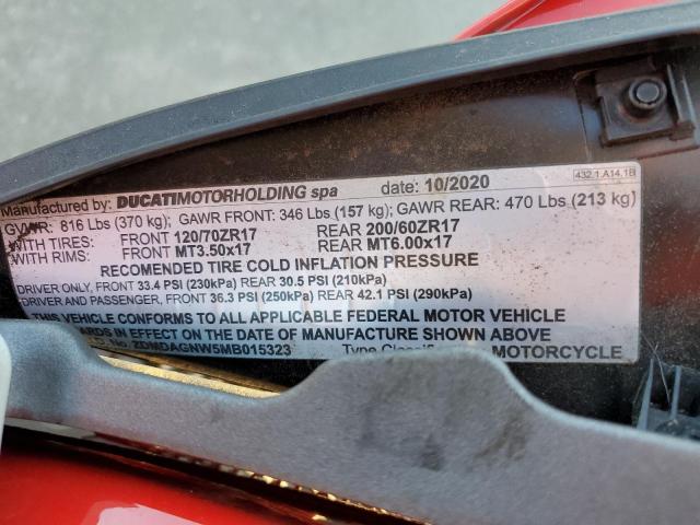 2021 DUCATI PANIGALE V ZDMDAGNW5MB015323