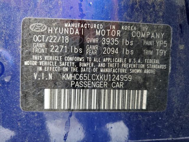 2019 HYUNDAI IONIQ BLUE - KMHC65LCXKU124959