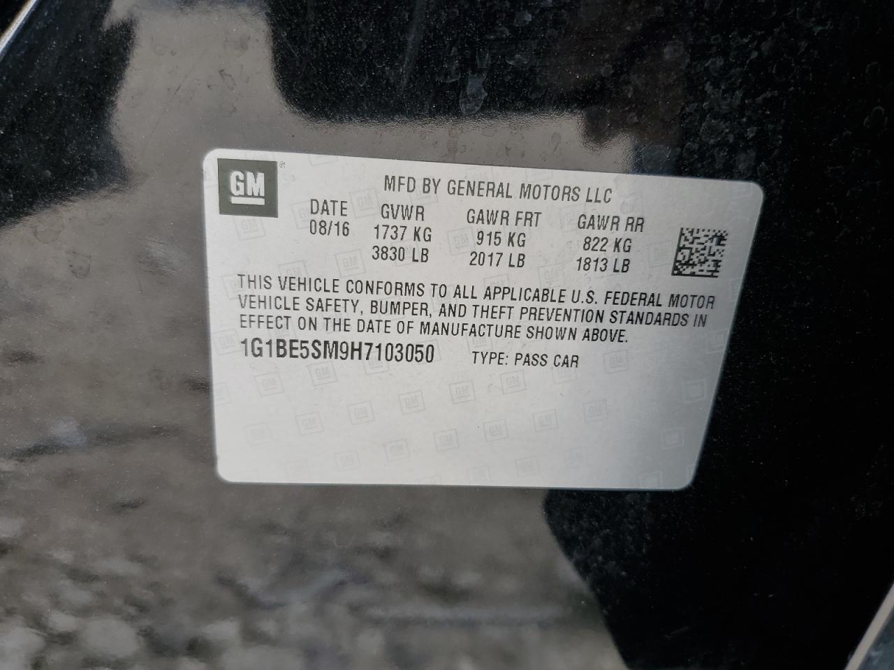 1G1BE5SM9H7103050 CHEVROLET CRUZE 2017