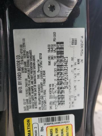 3FA6P0LU4HR344033 Ford Fusion Se Hybrid