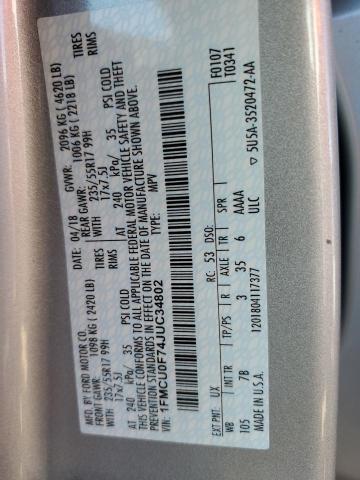 1FMCU0F74JUC34802 Ford ESCAPE S