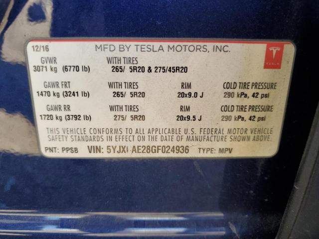 5YJXCAE28GF024936 Tesla MODEL X