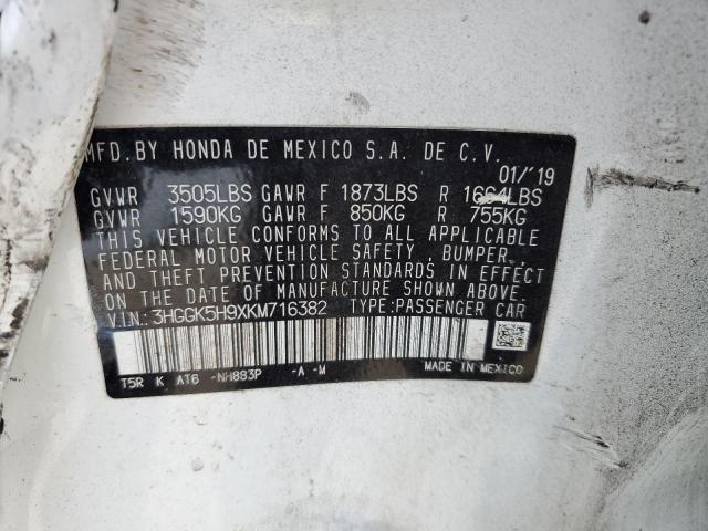 2019 HONDA FIT EXL 3HGGK5H9XKM716382