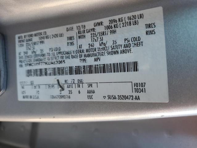 1FMCU0F77KUA63965 | 2019 FORD ESCAPE S