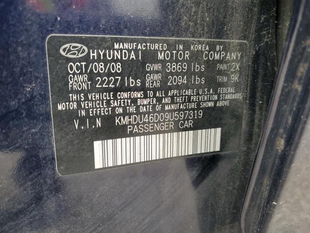 2009 Hyundai Elantra Gls VIN: KMHDU46D09U597319 Lot: 71148593